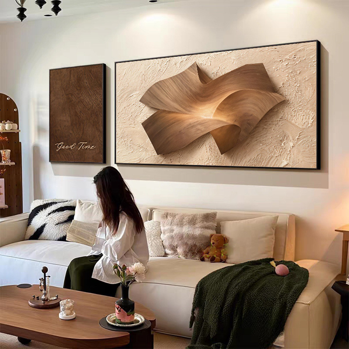 Luz de lujo de alto nivel pintura de decoración de la sala de estar estereoscópica abstracta sofá fondo pintura mural simple moderna pintura colgante