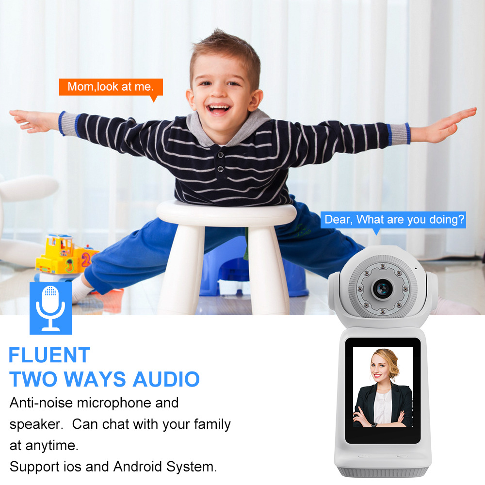 Cámara de Monitoreo Inteligente V380 con Videollamada de ABS para Interior WiFi Inalámbrica