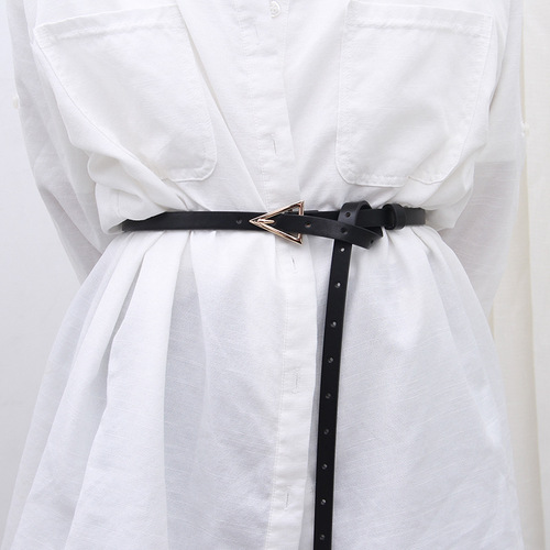 Thin triangle buckle belt for women, decorative suit, dress, sweater, waist coat, fashionable and versatile belt for women