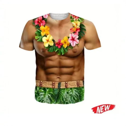 Men's Funny Abs Pattern T-Shirt Hawaiian O-Neck Short Sleeve Fashion Casual T-Shirt Street Holiday Party Men's Funny Abs Pattern T-Shirt Hawaiian O-Neck Short Sleeve Fashion Casual T-Shirt Street Holiday Party