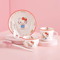 三丽鸥HelloKitty陶瓷餐具女生高颜值家用碗碟套装儿童可爱碗筷盘