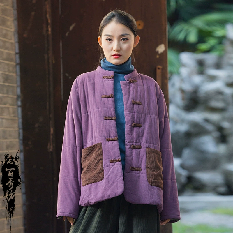 Новая женская зимняя одежда из хлопка и льна: улучшенная хлопковая куртка в новом китайском стиле с хлопковым наполнителем, утолщенное хлопковое пальто в стиле Zen с эффектом песочной стирки
