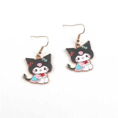 New Love Sanrio Earrings Ear Hooks Cute Cartoon Alloy Pendant Earrings Kuromi Melody Cinnamon Dog