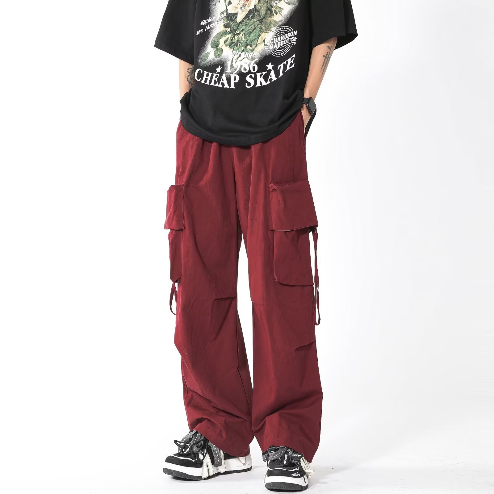 Abbigliamento uomo estate 2023, tuta in stile americano per uomo, pantaloni dritti, versatili, larghi e casual, streetwear_voghion.com