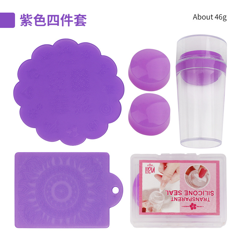 Nuevo juego de raspador de sello de 4 piezas con estampado de uñas francés, cabezal de sello de silicona multiusos, herramienta de transferencia de pintura en stock