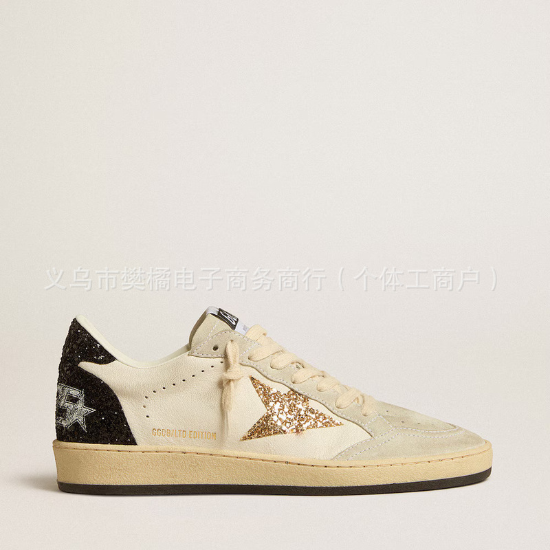 Gg Star Shoes Retro Distressed Genuine Leather Height-Increasing Sneakers Couple Style Color-Blocked Painted Sequins Exclusively for Cross-Border Trade
