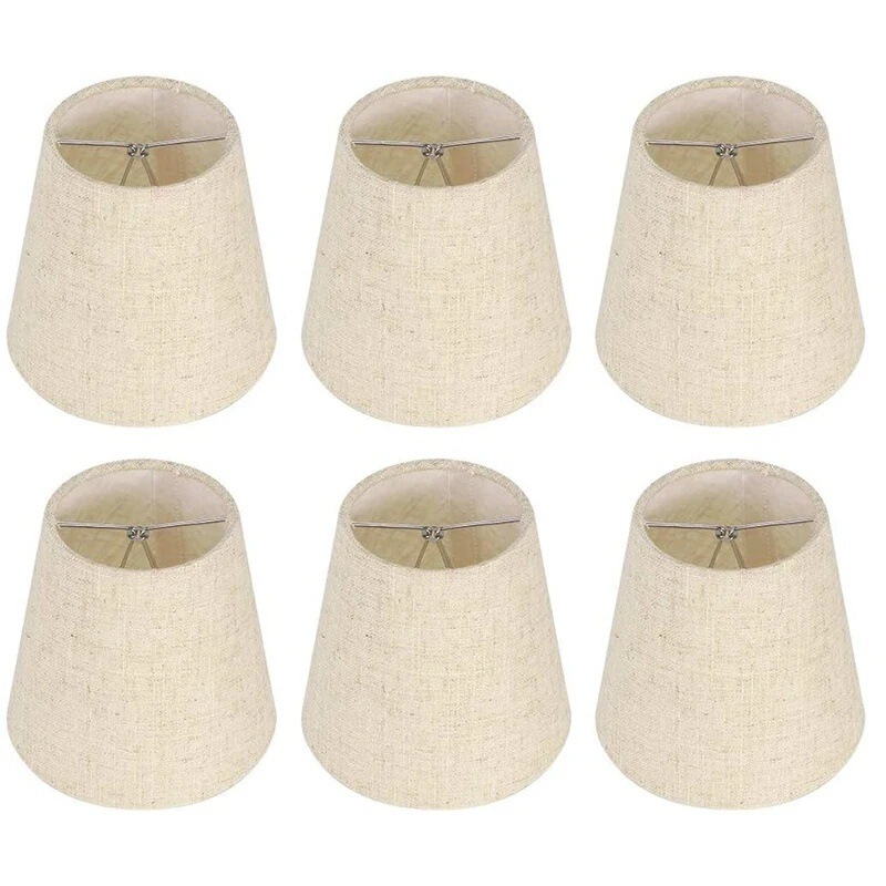 Manufacturer Specializes in New Linen Fabric Lampshades for Chandeliers and Wall Lamps, Available in Sets of 6 or 2
