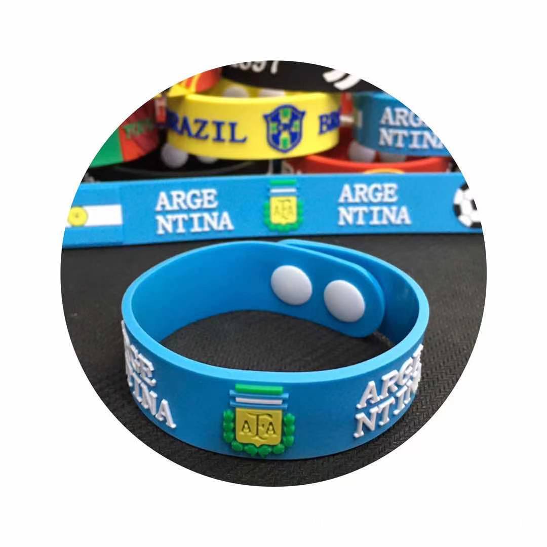 Pulseras de PVC con el Emblema de la Copa Mundial de Francia, España, Portugal, Bélgica y Países Bajos, Pulseras de Goma Suave para Aficionados