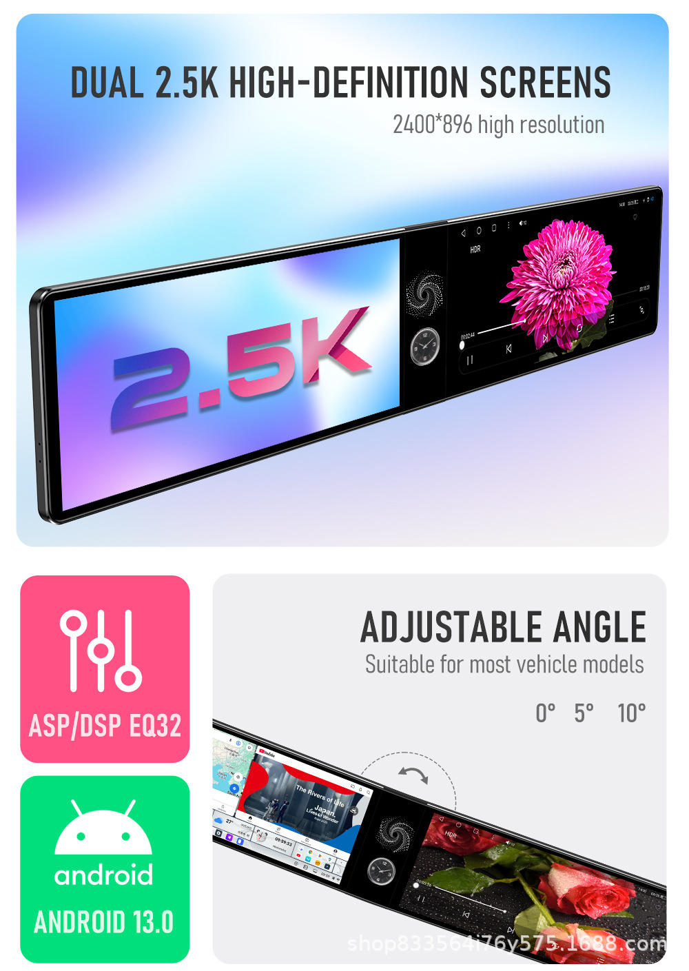Suitable for Mercedes-Benz and Bmw 12.3 Dual-Screen Navigation System with Qualcomm 6125 Chip, Dual-Screen Interaction, Supports Original Car Systems