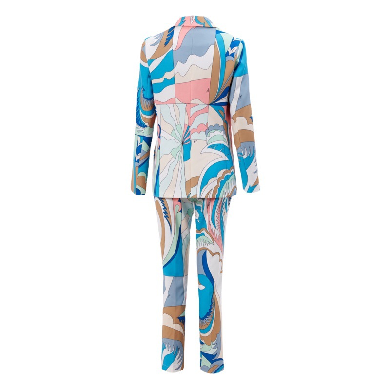 Traje de Saco para Mujer de Algodón y Elastano Estampado de Manga Larga