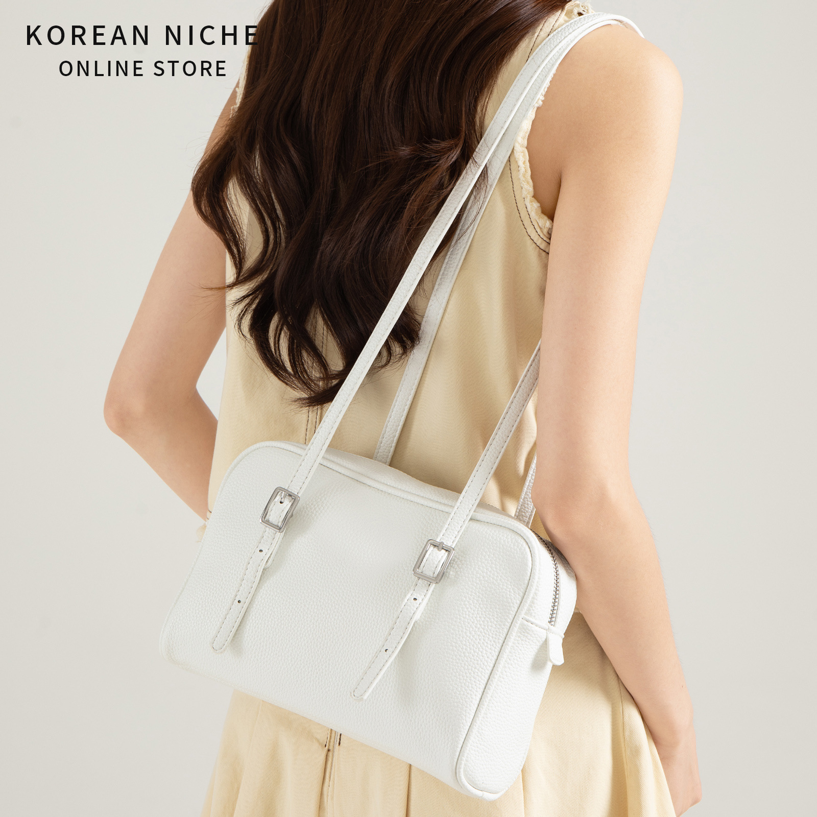 Korean Style Niche Design Lychee Grain Underarm Bowling Bag For Women, Large Capacity Retro Versatile Handbag & Shoulder Bag - Thumbnail 3