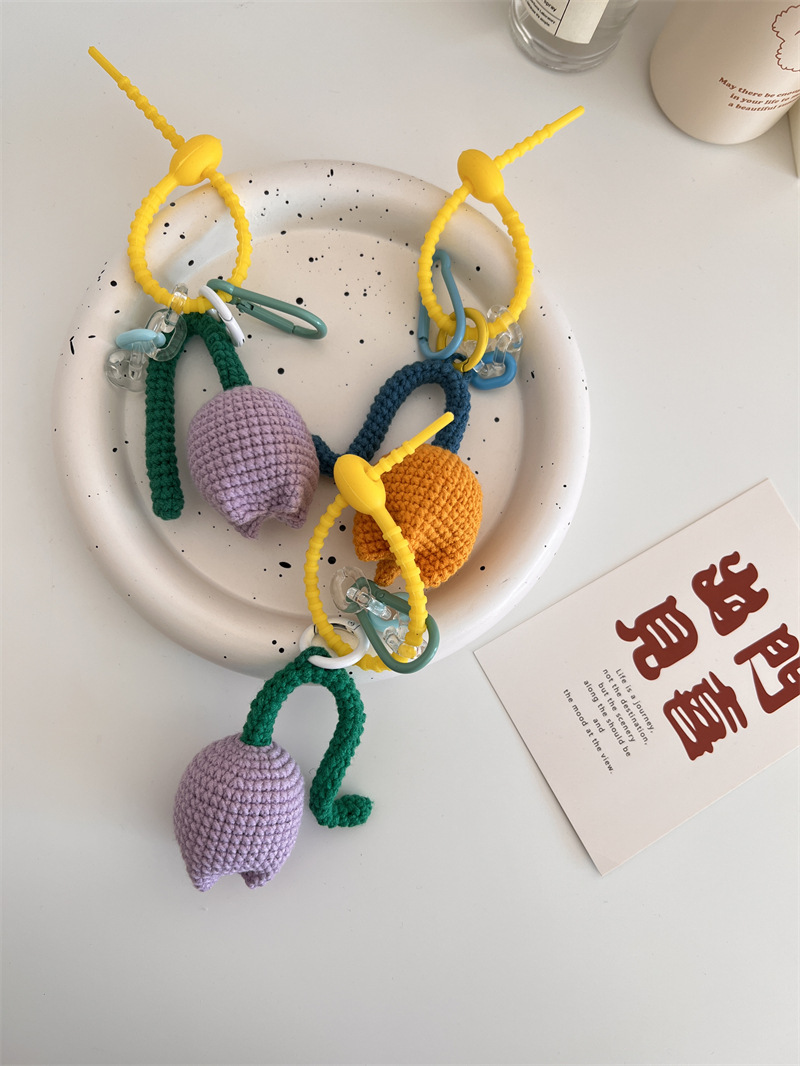 11281 Hand-knitted tulip pendant, women's fresh bag, keychain pendant, schoolbag accessory, Japanese and Korean style for girls undefined