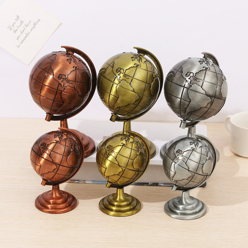 Retro alloy earth model ornaments, office study handicraft ornaments, photo props and decorative ornaments