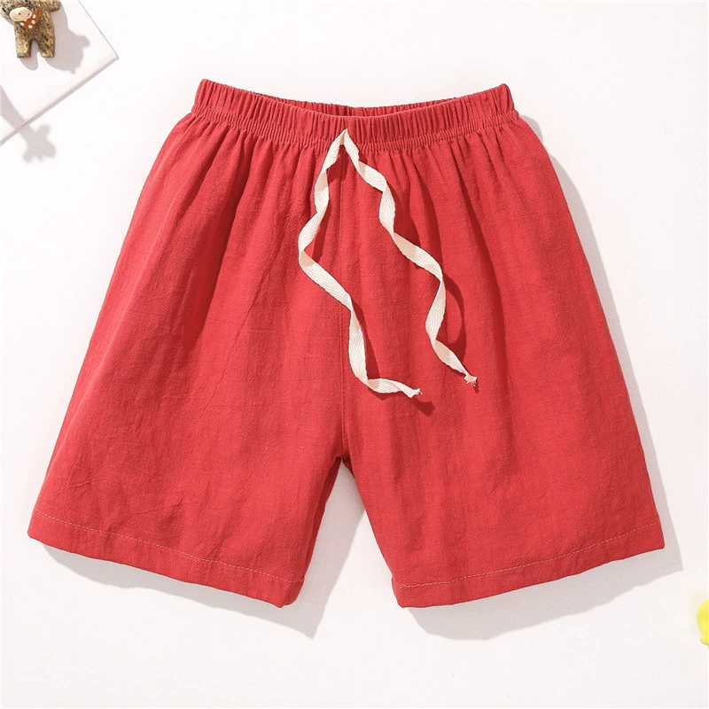 Children's Thin Cotton-Linen Shorts, Boys Beach Trousers, Lightweight Summer (100–150 cm)