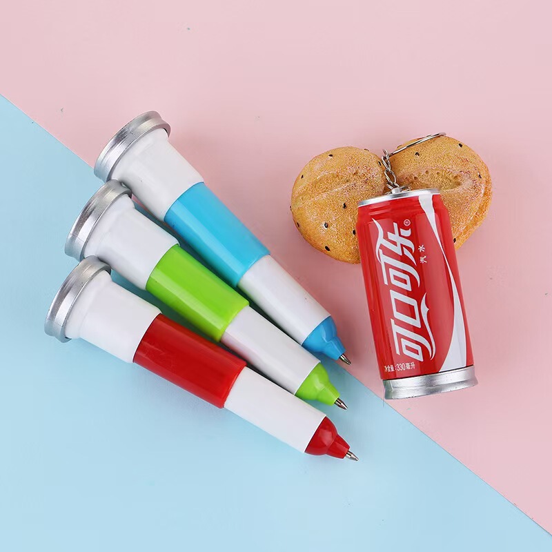 クリエイティブ伸縮ペン缶ボールペン模造飲料瓶キーホルダーミニコーラ雪碧ペンダントかわいい|undefined