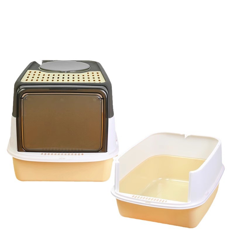 La caja de arena para gatos está completamente cerrada, los productos para gatos, el inodoro para gatos de gran tamaño, la arena y el olor