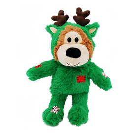 跨境新品bear dog toy圣诞鹿毛绒小熊玩具耐撕咬圣诞节狗狗玩具