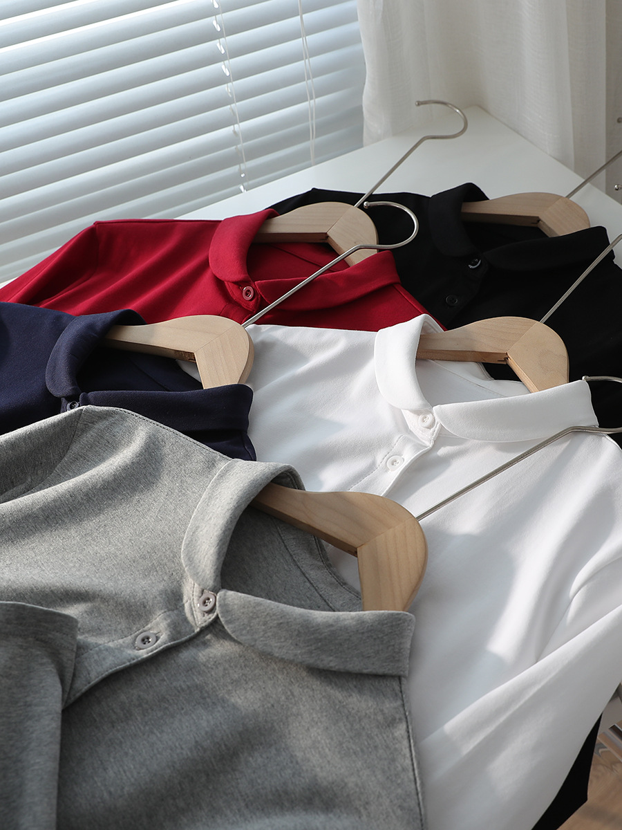 多用途で快適な女性用秋冬ボトムシャツ、ニットストレッチコットン長袖白シャツ、肌に優しく暖かいシャツ