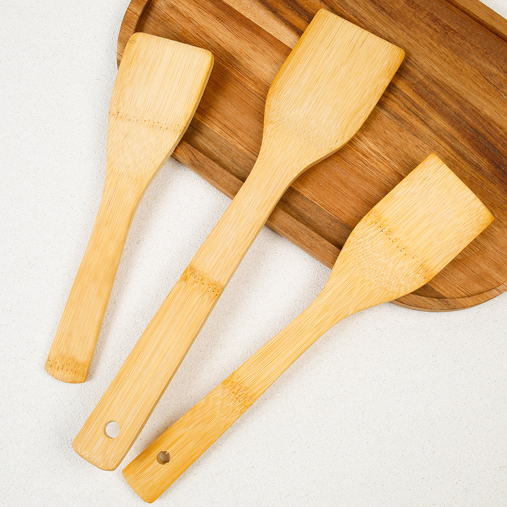 set de siete piezas de pala de bambú cuchara de bambú set de pala de bambú al por mayor antiadherente cuadrado mango largo artículos de cocina transfronterizos