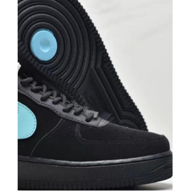 莆田鞋2023新品小红书纯正空军运动鞋男板鞋女鞋黑麂皮蒂芙尼蓝