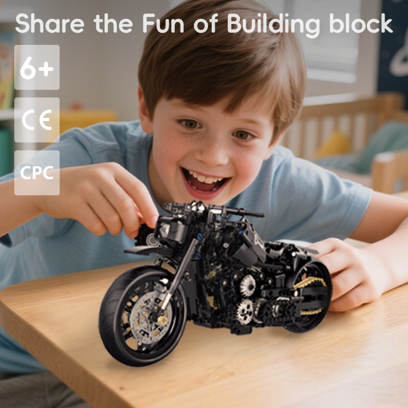 Doble altura 1: 8 tecnología motocicleta Harley Duke mecánica tecnología de construcción de bloques de moda juegos de ensamblaje juguetes de regalo para niños