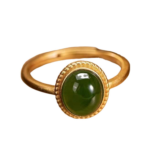 S925 Silver-plated Jade Ring with Natural Hetian Jade, Suitable for Hanfu and Cheongsam, Personalized Ring, Finger Ring Accessory for Women