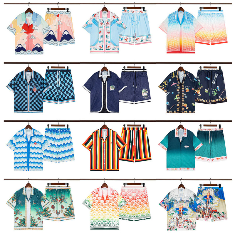 24 Spring and Summer Casa Football Game Letter Printed Short-Sleeved Shirt Suit Men's and Women's Trendyy Loose Pullover