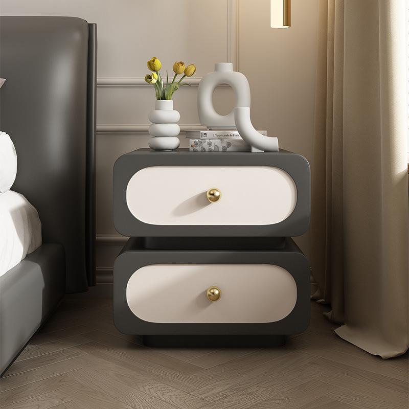 Moderno estilo francés armario de viento crema dormitorio hogar ligero de lujo de madera sólida cabecera simple cabecera de cuero negro