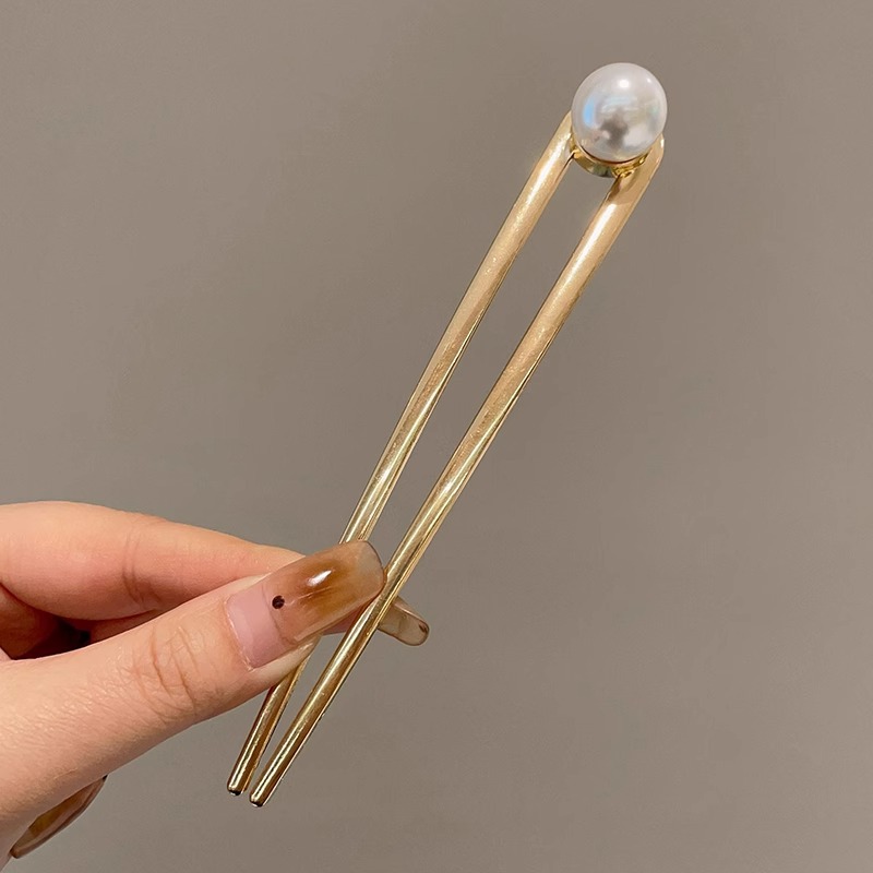 2025 nueva horquilla perla en forma de U, nueva horquilla de pelo de alto nivel femenino chino, horquilla, peine, dispositivo de fijación de cabello