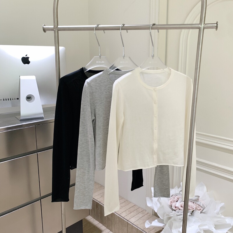 2026 Real Shot Summer Light Gray/Off-White/Black Knitted Cardigan 2026 Real Shot Summer Light Gray/Off-White/Black Knitted Cardigan