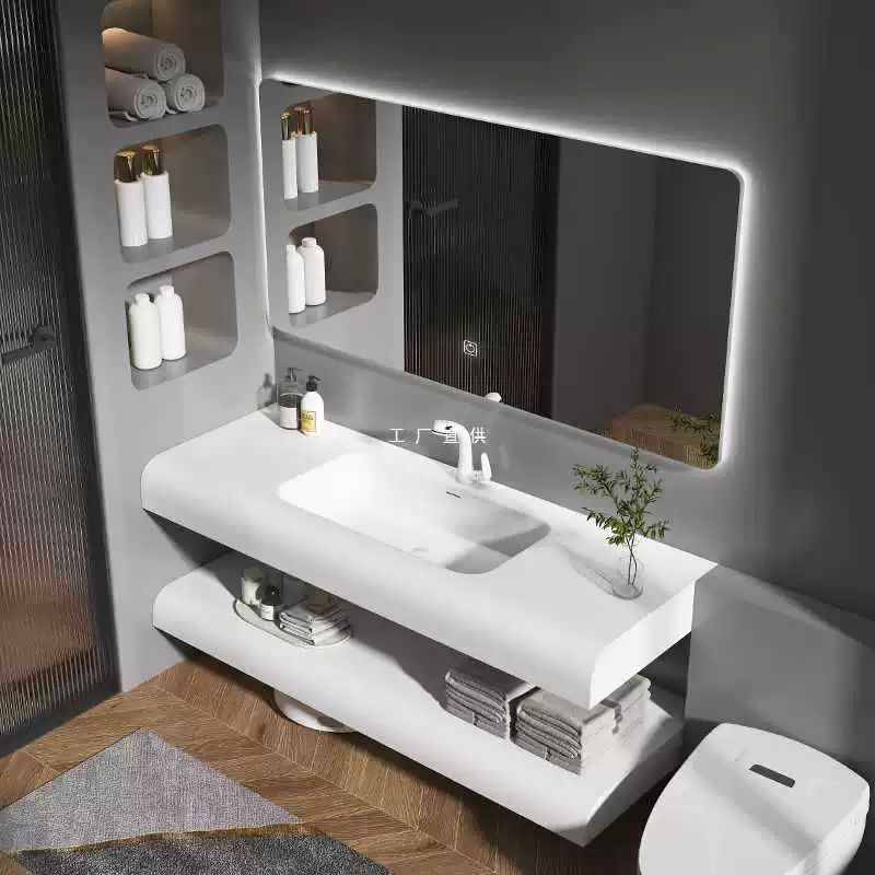 ✅ Интегрированная раковина Corian с ощущением кожи, комбинированный шкаф для ванной комнаты в гостиничном стиле, верхняя и нижняя раковина, встроенная раковина по индивидуальному заказу