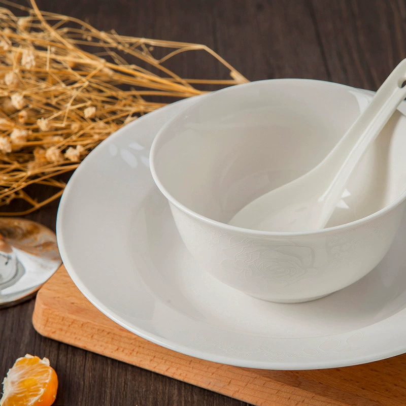 Сияние Jingdezhen на яркой керамической посуде белая роза домашняя фарфоровая миска набор костяной фарфор посуда столовый набор оптом