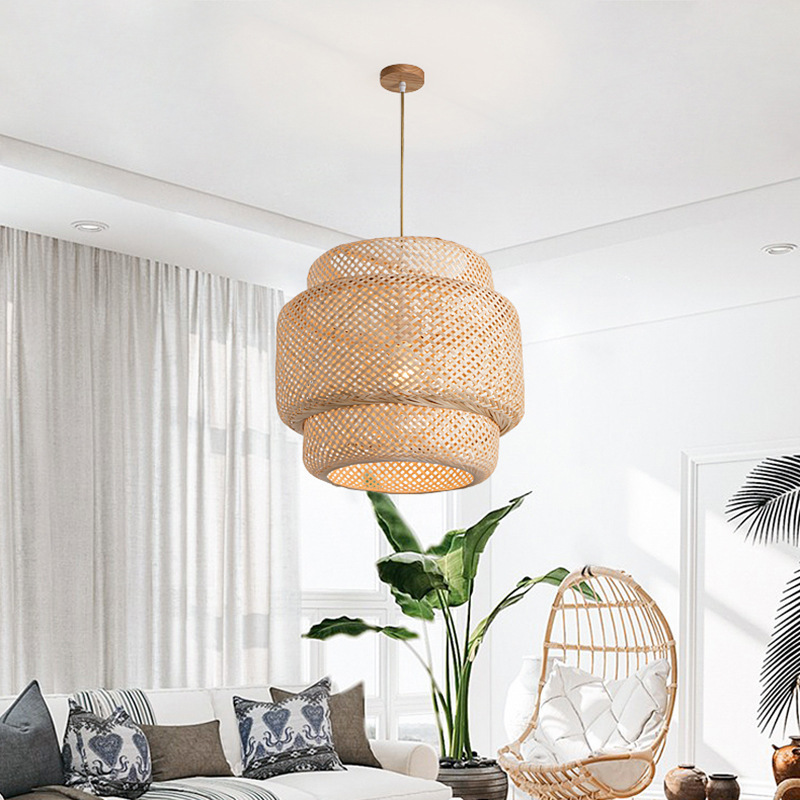 Pastoral Yin Feng Nordic Chandelier Candle Bamboo Weaving Bamboo Art Homestay Inn Simple Style Creative Japanese Bedroom