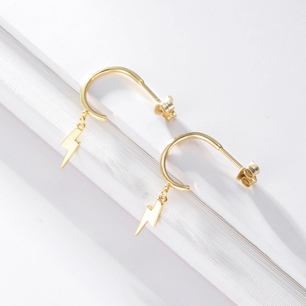 Pendientes de relámpago de plata esterlina s925 mujeres europeas y americanas INS de moda simple todo-fósforo pendientes de moda pendientes fábrica al por mayor