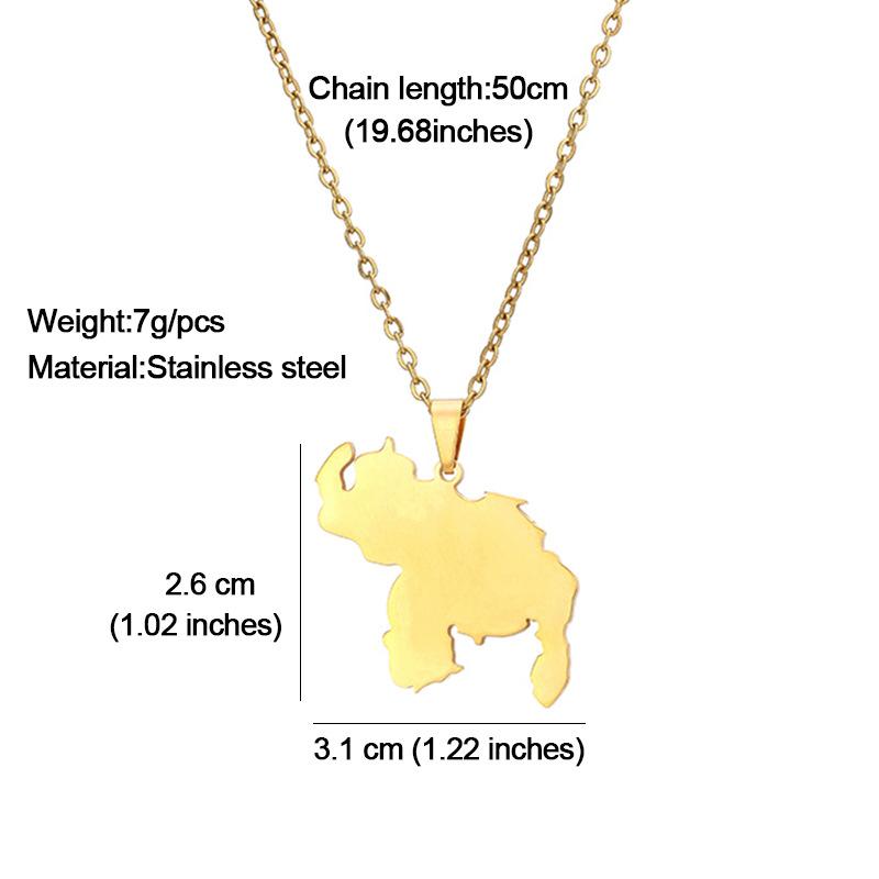 12g Weight Simple Style Map Titanium Steel Unisex Pendant Necklace