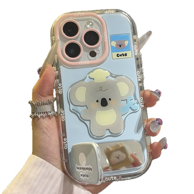 Cute koala para manzana 16 plumas hilo crema caso de teléfono iPhone 15 promox dibujos animados 14 / 13 pcs