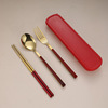 Handheld tableware stainless steel, set, chopsticks, new collection, 3 piece set