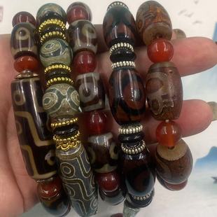 Tianzhu bracelet Tibetan agate sky-eye nine-eye beads Tibetan-style three-eye beads bracelet made of old agate beads