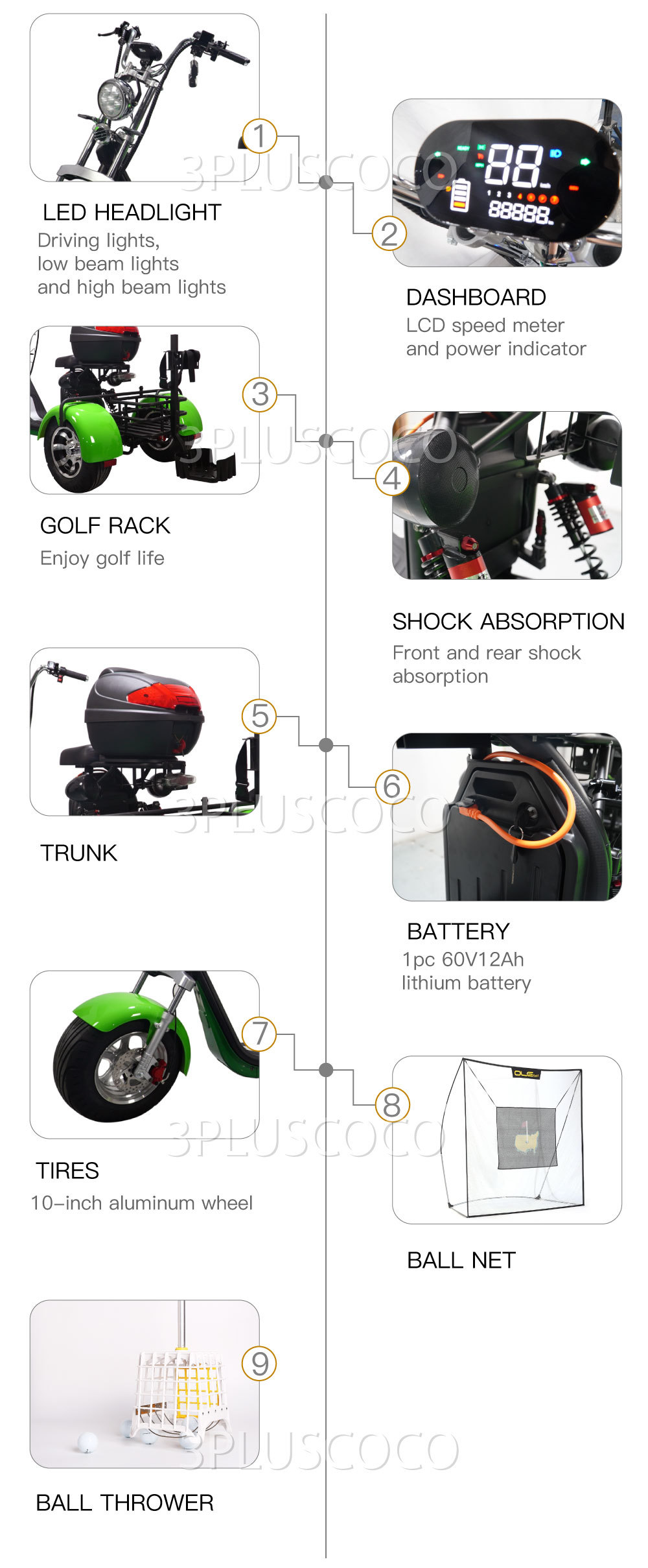 Us Warehouse Dropshipping Three-Wheeled Harley Electric Motorcycle for Convenient Travel, 60V Electric Vehicle with Msds Certification