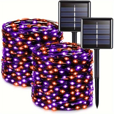 2pack Total 240led 80ft Solar Orange purple Halloween跨境|ms