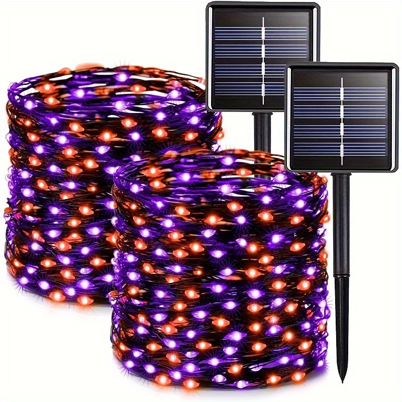 2pack Total 240led 80ft Solar Orange purple Halloween跨境|ms