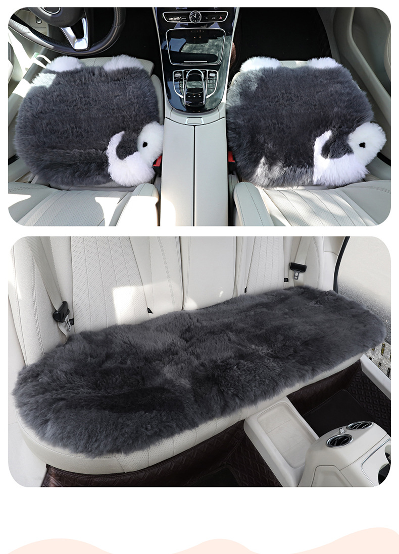 New Long-Haired Little Sheep Car Seat Cushion Winter Warm Wool Square Cushion Simple Car Interior Cross-Border Wholesale