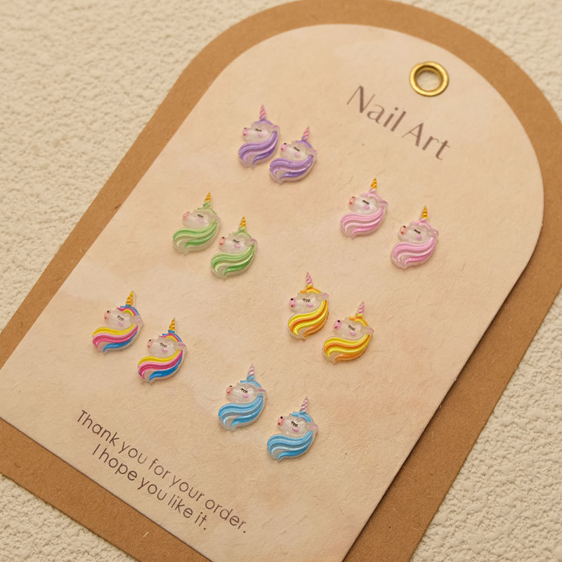 Colorful unicorn nail accessories cute Joker mobile phone decoration nail material bag ins nail accessories wholesale