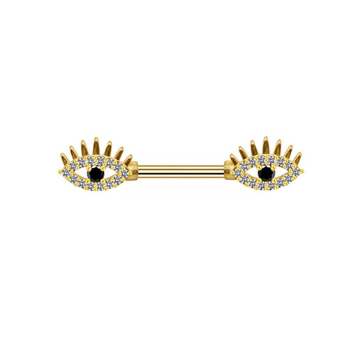 Gabby's diamond-encrusted nipple ring for cats, cherry eyes breast ring, diamond-encrusted breast studs, trendy breast studs, sexy piercing