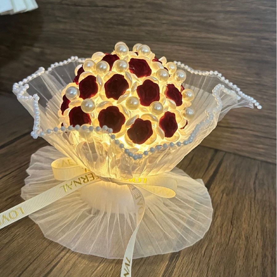 520 luz nocturna de rosas de bricolaje tejidas a mano, flores que nunca se marchitan, regalos de ramo del día de la madre para novias, Tanabata