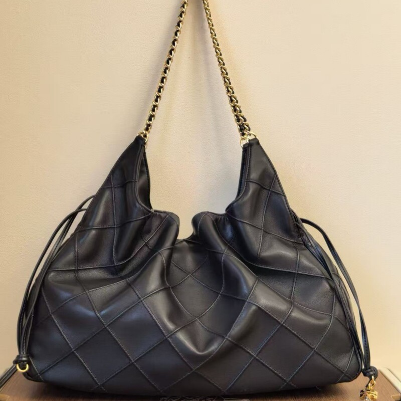Factory Direct Sales Cross-Border Tb Quilted Hobo Bag Soft Fleming Garbage Bag New Drawstring Tote Bag Single Shoulder Bag