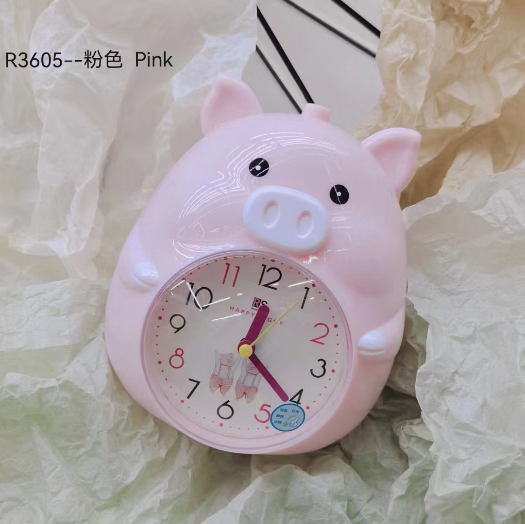 Fábrica al por mayor dormir cerdo reloj de alarma de voz de doble tono reloj de alarma especial para niños caminar es muy preciso y puede ser cronometrado reloj de alarma