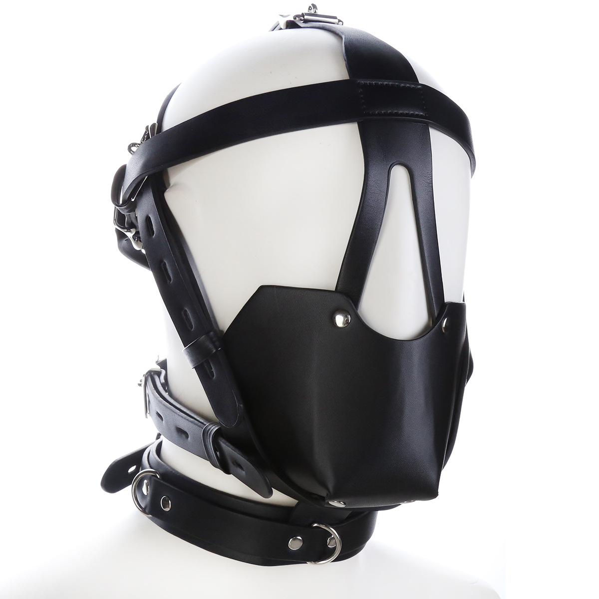 Productos sexuales para parejas adultas, accesorios divertidos para la cabeza, máscara de cabeza con arnés negro, juguetes alternativos, mordaza bucal SM para parejas.