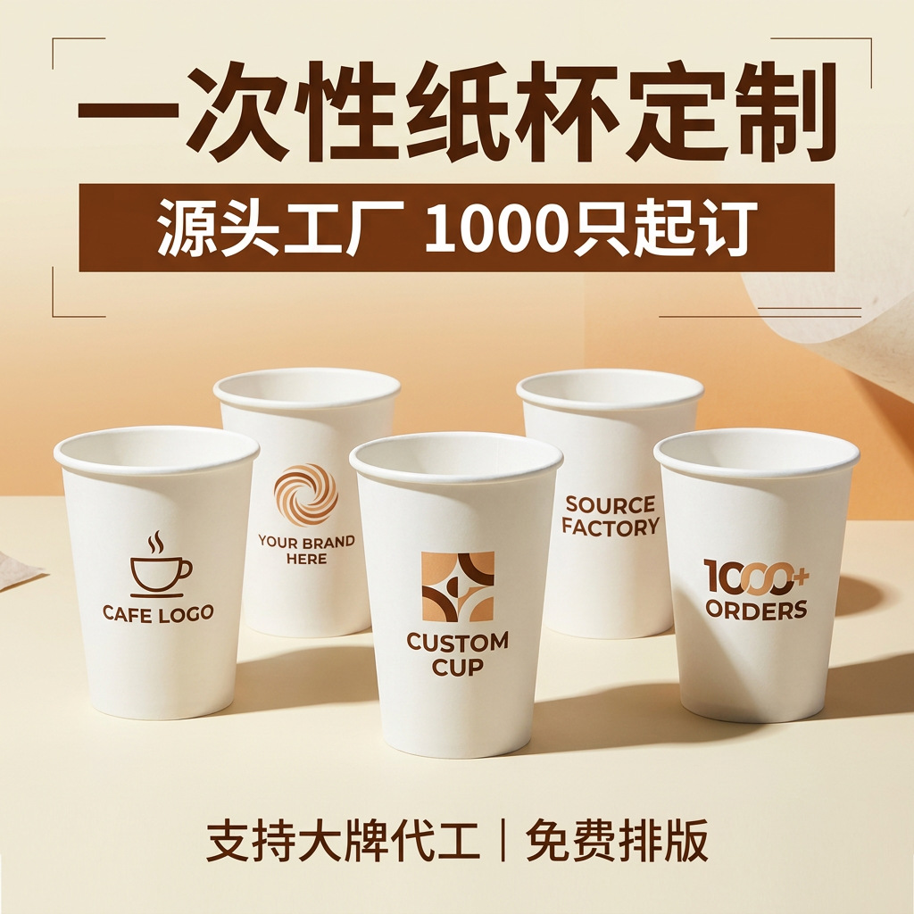 Customized advertising paper cups for business office events, thickened disposable paper cups with custom logo, factory direct