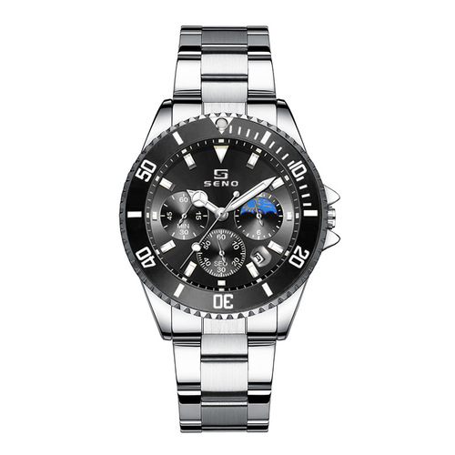 Men's Sports Watch with Green Night Light, Waterproof, Ghost Cross-Border Foreign Trade Multi-Function 6-Needle Quartz Watch, Dropshipping One Piece